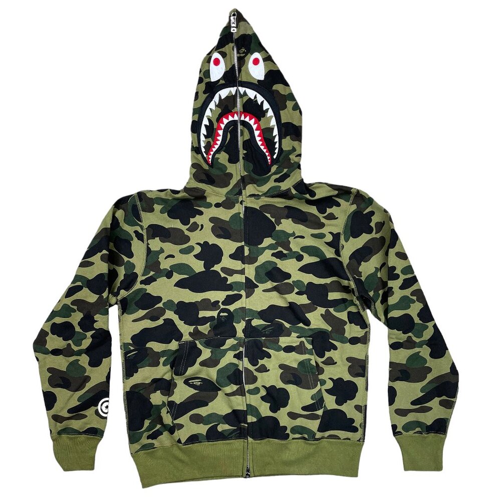 BAPE Color Camo Shark WGM Full Zip Hoodie Green | A Bathing Ape